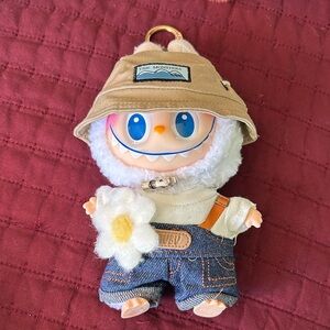 Cute Plush Toy with Hat and Overalls